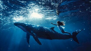 女孩与鲸鱼的深海梦幻邂逅