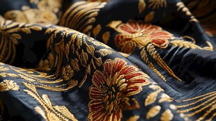 精美刺绣布料纹理特写