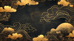 黑金云纹中式典雅背景图