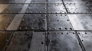 金属铆钉拼接的坚固地面