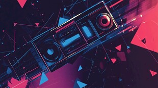 炫酷复古录音机插画背景