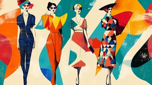 复古时尚女性插画秀