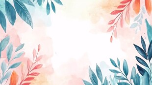 水彩风植物边框背景图