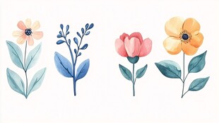 手绘清新花卉插画