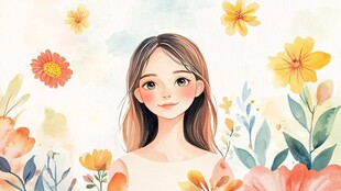 花海中的甜美女孩