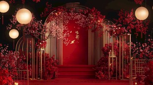 中式婚礼浪漫红色场景布置