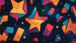 梦幻笑脸星星卡通图案