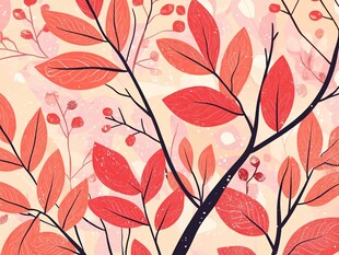 秋日红叶插画背景图案