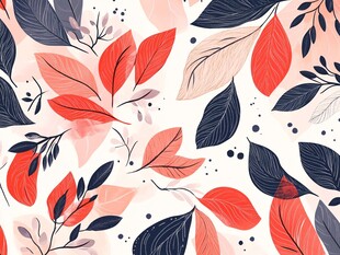 秋季叶片花卉无缝图案