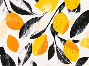 柠檬树叶水彩图案背景