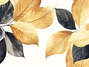 金黄墨绿相间的叶片图案