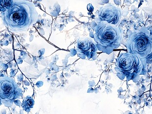 蓝玫瑰花卉梦幻背景图
