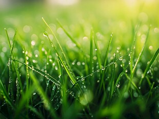 晨露中的嫩绿青草