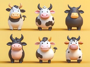 可爱卡通奶牛形象集合