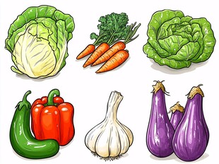多彩蔬菜插画集合