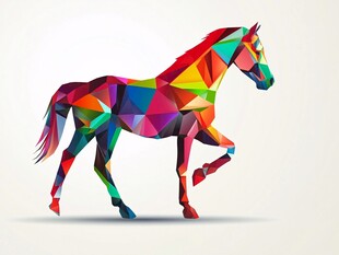 多彩几何马艺术形象