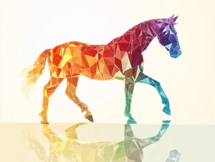 彩色多边形骏马艺术图像