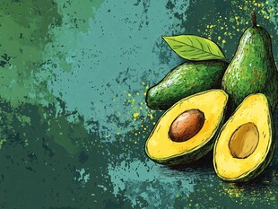 手绘牛油果 清新自然风