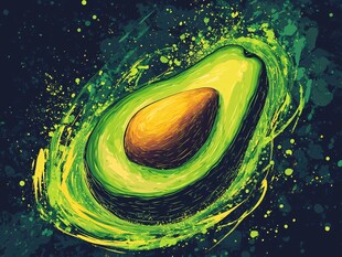 牛油果创意插画艺术表现