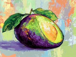 多彩手绘牛油果艺术插画
