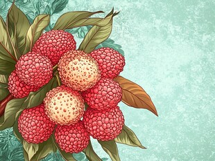 复古风荔枝插画图