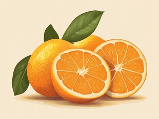 新鲜橙子插画
