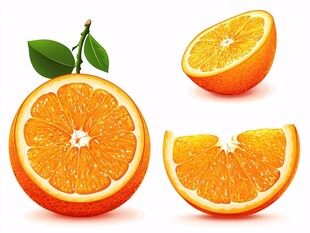 新鲜橙子及其切片展示