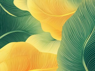 黄绿叶片抽象艺术插画