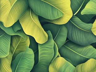 热带芭蕉叶的绚丽图案