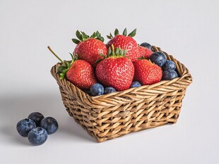 篮子里的草莓与蓝莓