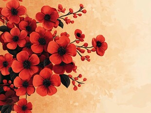 艳丽红花朵朵绽放