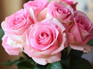 娇艳粉色玫瑰花束