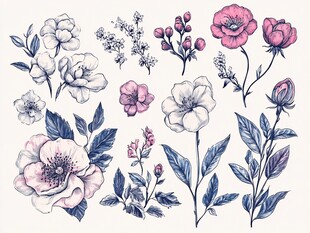 手绘花卉图案集合