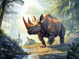 森林中的史前三角恐龙