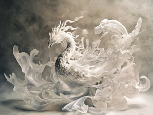 梦幻白色琉璃凤艺术造型