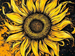 手绘向日葵 绚烂艺术之花