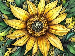 绚丽向日葵插画艺术作品