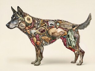 狗的内部器官艺术化呈现