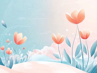 春日花卉梦幻风景插画