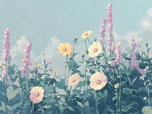 夏日烂漫花卉风景图