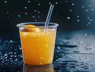 冰爽橙汁杯中的清新诱惑