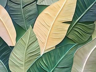 多彩热带叶片艺术图案