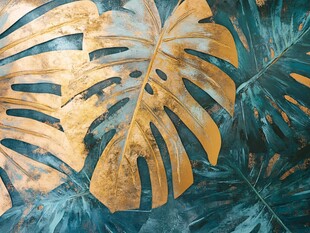 金色龟背叶的艺术纹理