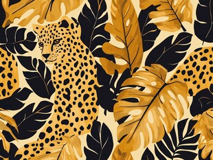 豹纹叶影 野性自然风情