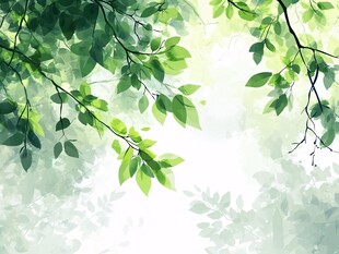 清新绿叶背景图