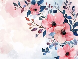 水彩花卉浪漫唯美插画