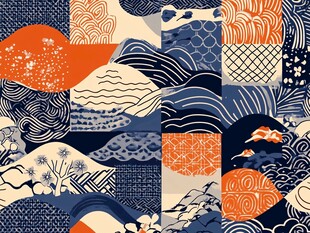 日式风格几何图案拼接