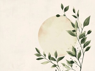 绿叶环绕的圆形淡雅背景