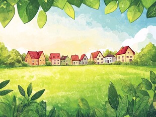 田园村庄风景图
