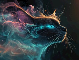 梦幻炫彩的神秘猫咪